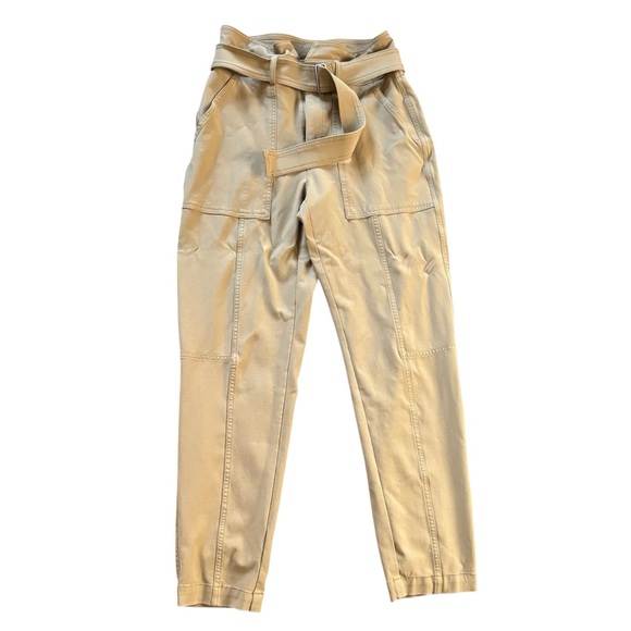 BANANA REPUBLIC Refined Utility Belt Cropped Office Pants 4 Tall Whiskey Brown - Picture 2 of 11